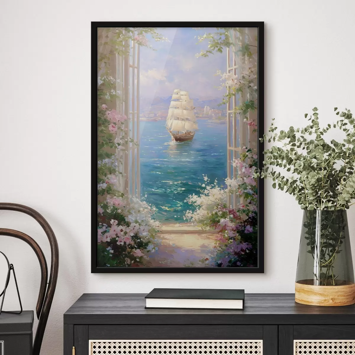 Poster eine blumige Ansicht des Schiffes f49004
