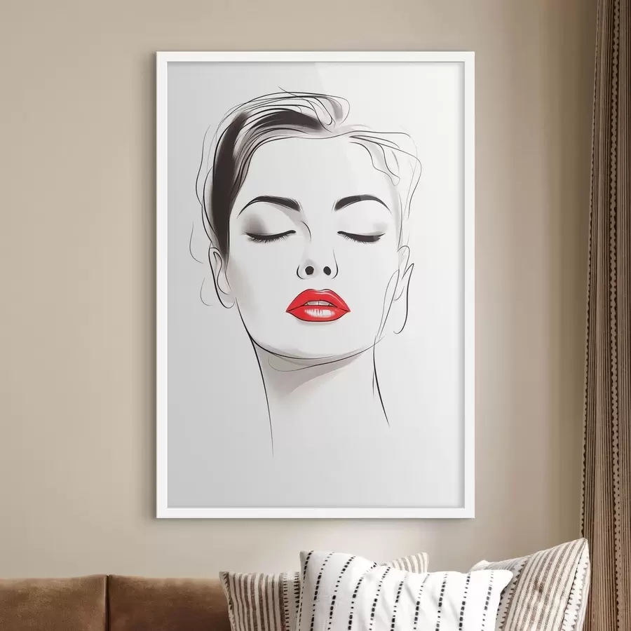 Fototapete Minimalistische Gesichts-Strichzeichnungen f49025