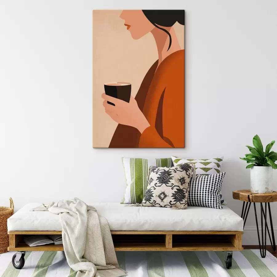Wandbilder Frau mit Tasse – Minimal s49019