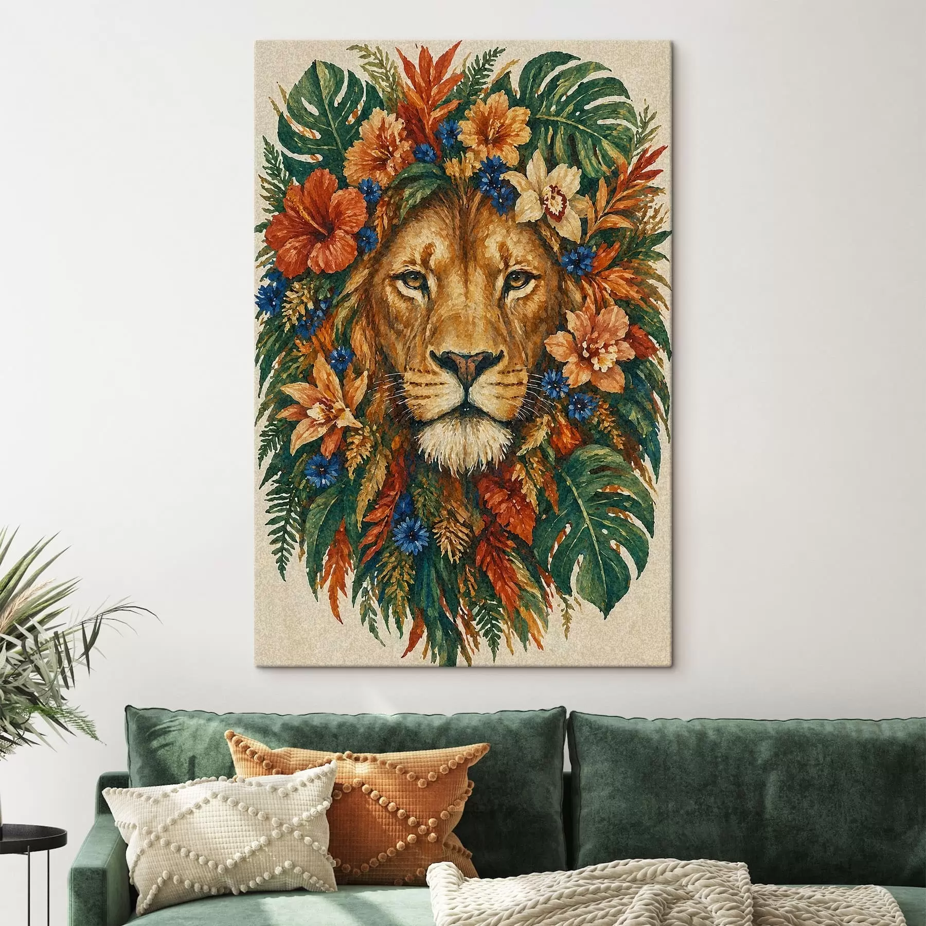 Wandbilder Löwe mit Blumen s49037