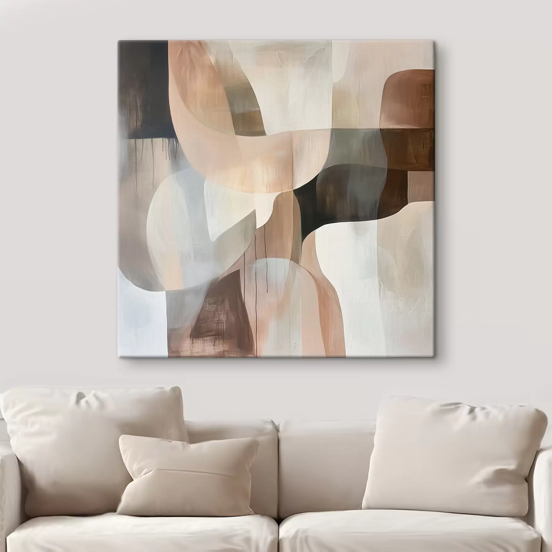 Wandbilder Abstrakte Komposition in einer warmen Beige-Korallen-Farbpalette s48859