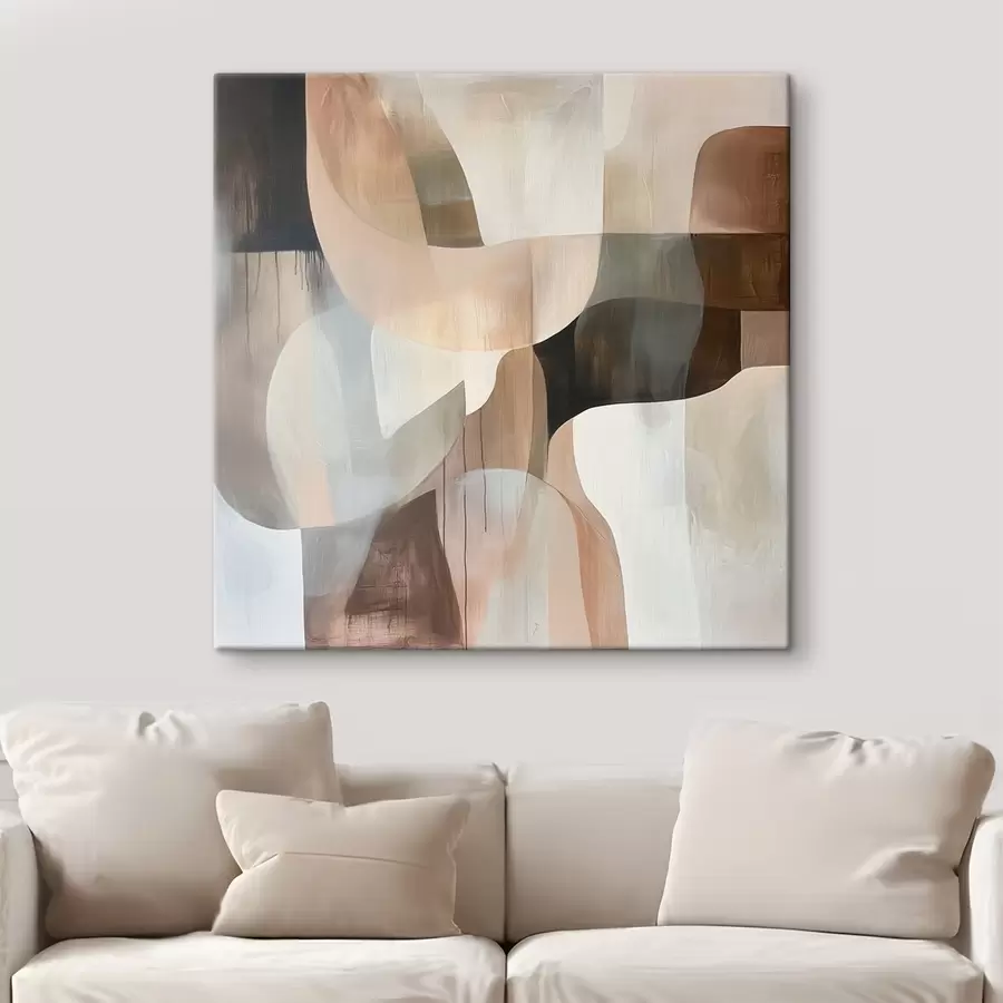 Wandbilder Abstrakte Komposition in einer warmen Beige-Korallen-Farbpalette s48859