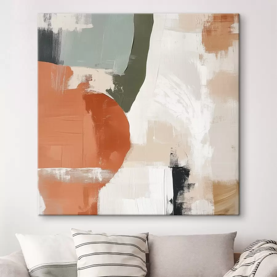 Wandbilder Eine Kombination aus geometrischen Formen und fließenden Linien in einem zeitgenössischen abstrakten Stil s48868