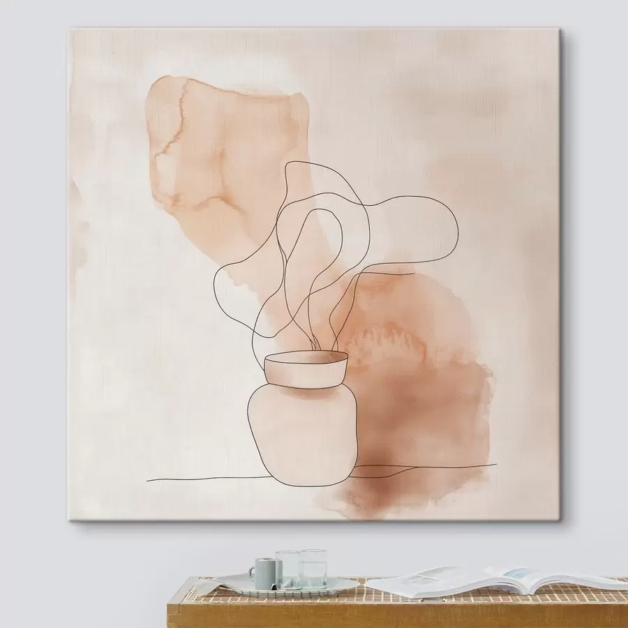 Wandbilder Eine schlichte Komposition mit einer Vase und grafischen Linien im minimalistischen Stil s48869