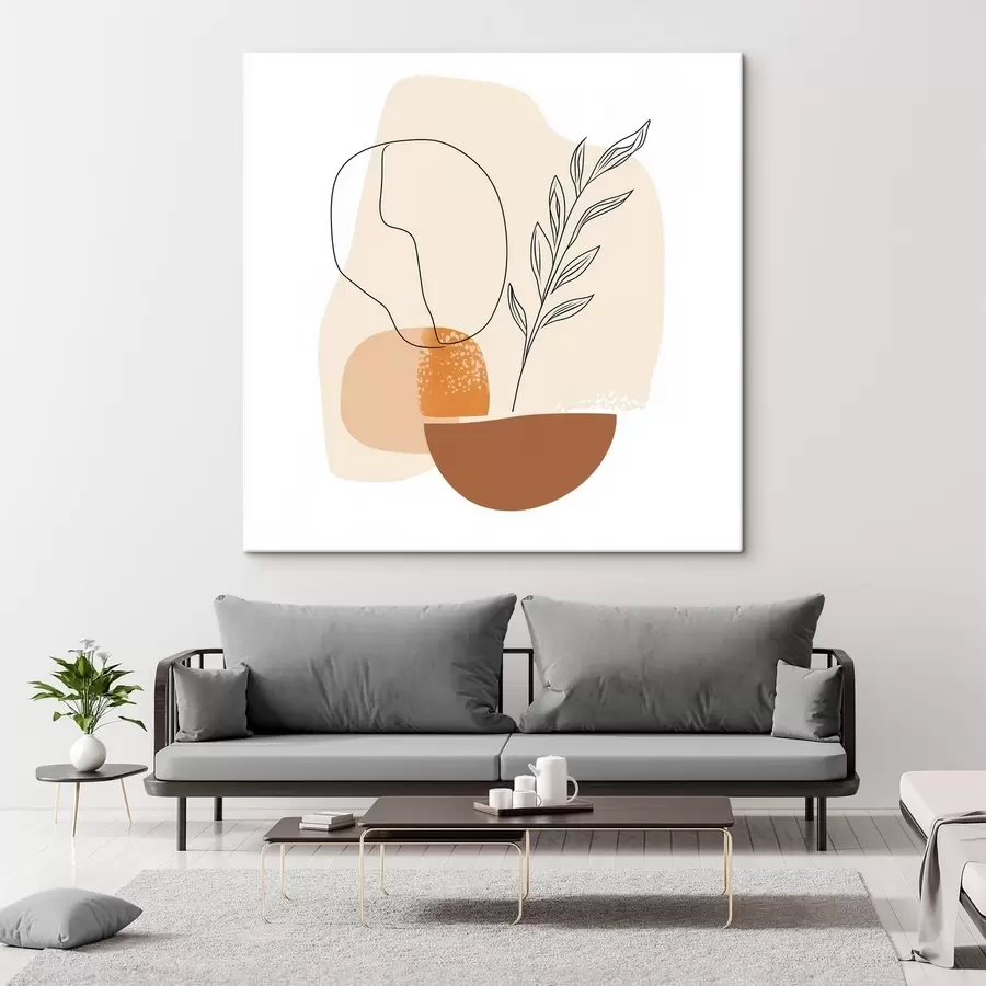 Wandbilder Stillleben mit grafischen Akzenten und pastelligen Formen im Stil der zeitgenössischen Kunst s48872