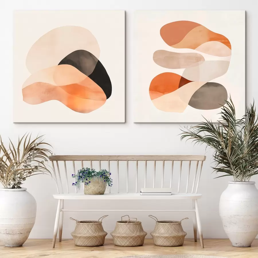 Wandbilder Eine Komposition aus weichen, abgerundeten Formen und zarten Schatten im Stil eines Kunstplakats m30358