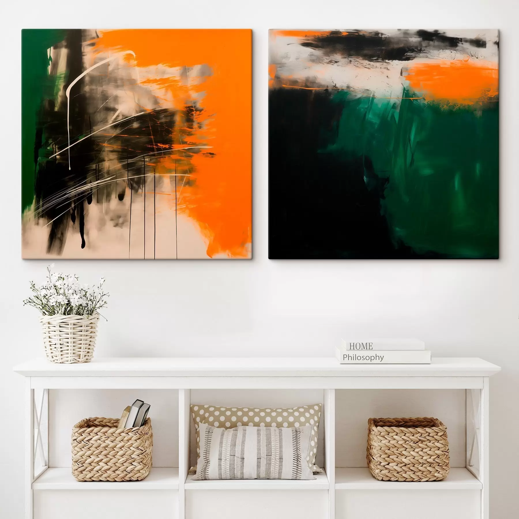 Wandbilder Komposition mit ausdrucksstarken Pinselstrichen und tiefen, dunklen Farbtönen im minimalistischen Stil m30359