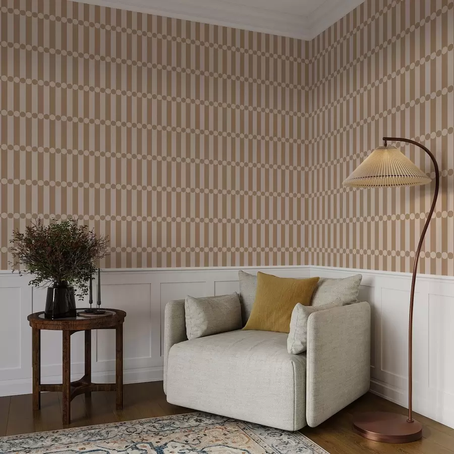 Fototapete Warme beige Streifen mit Kreisen in der Mitte a01186v1