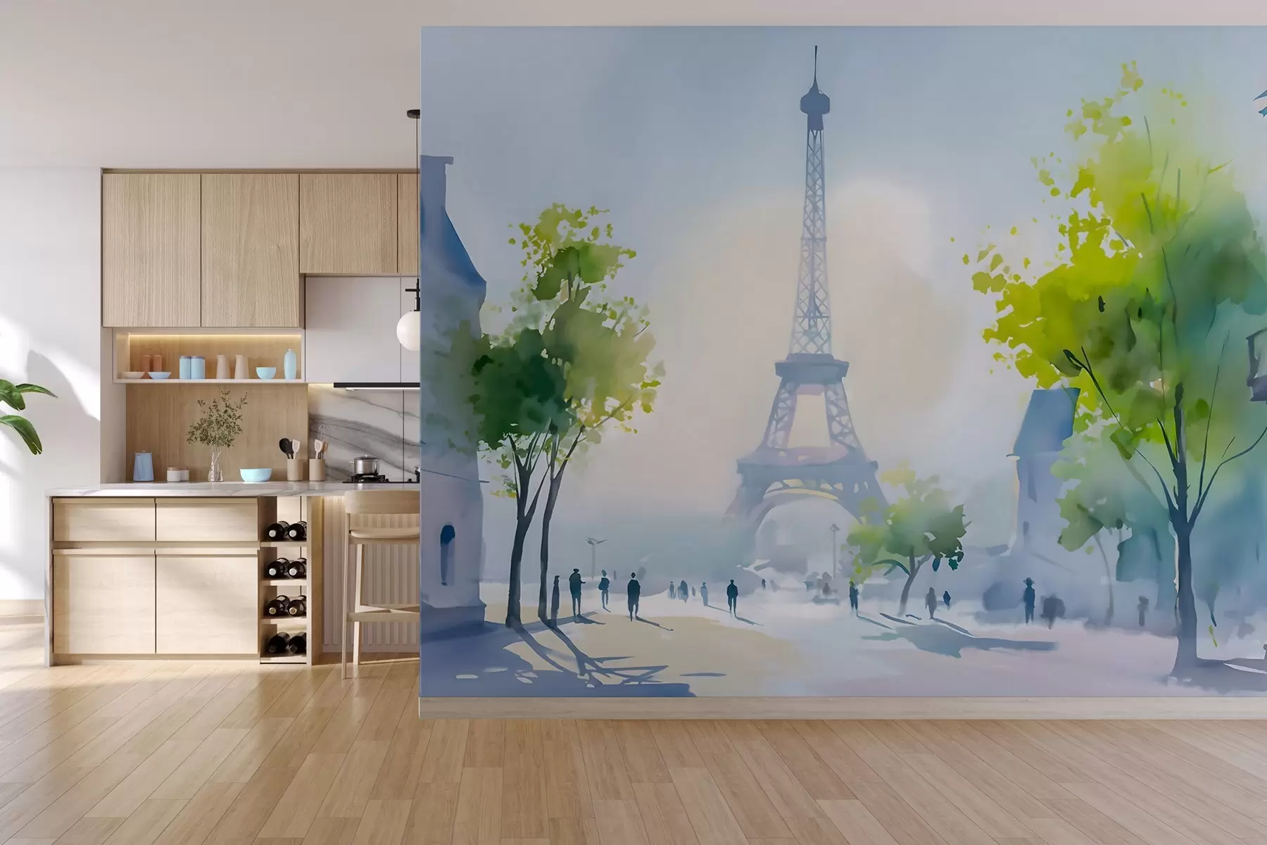 Fototapete Paris, ein Stadtbild im Aquarellstil à la prima w05566
