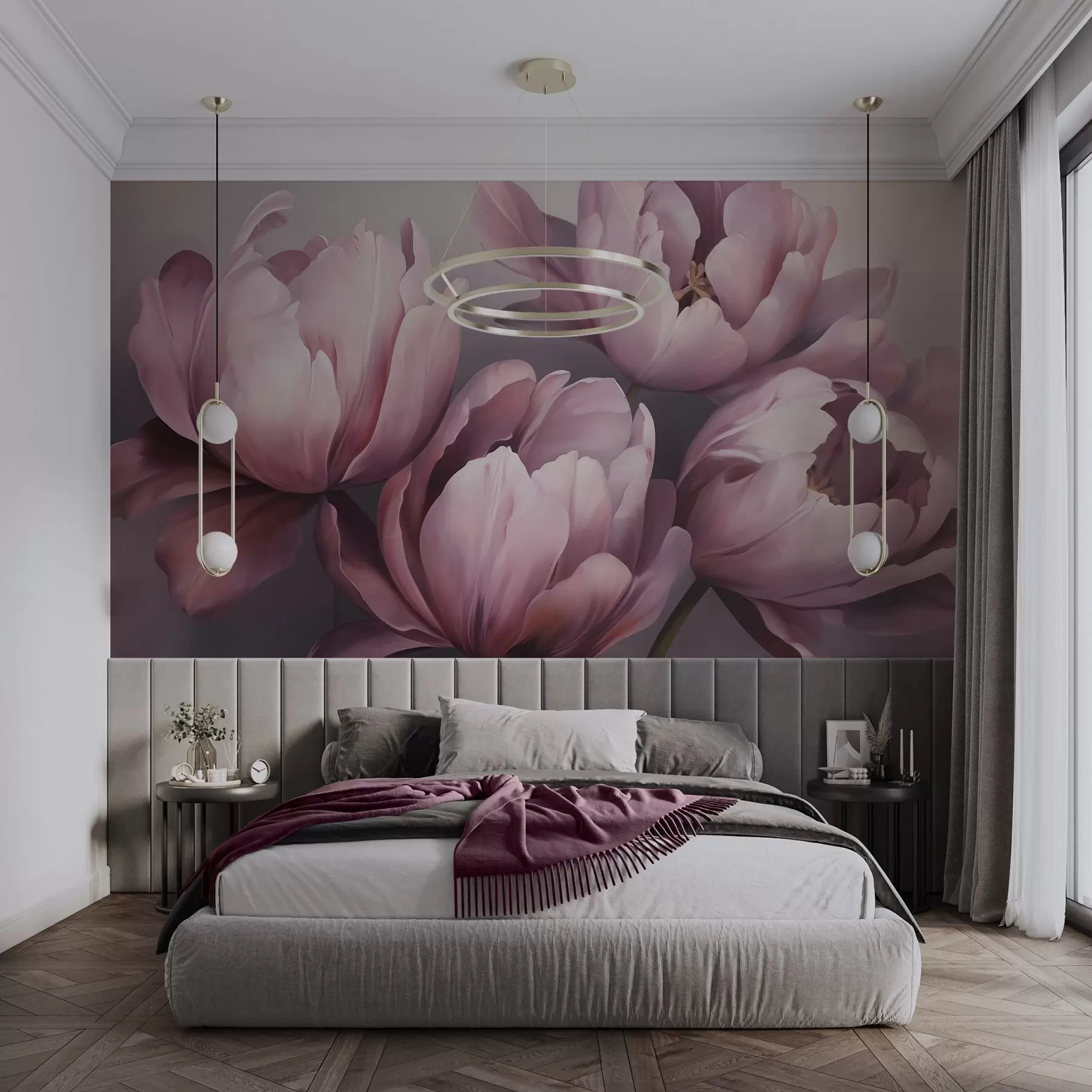 Fototapete Abstraktes Gemälde im Stil von Tulpen w05593