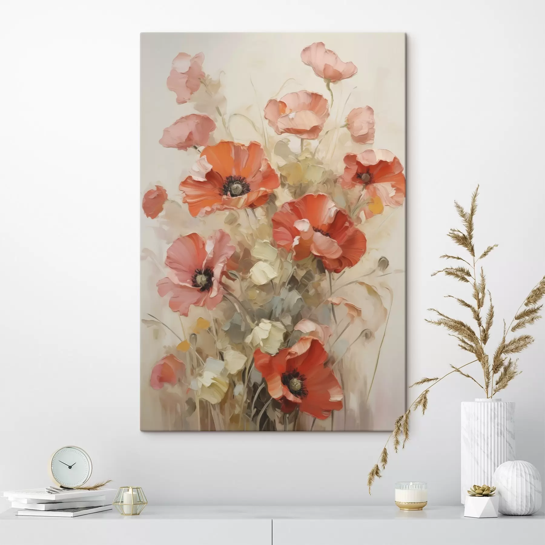 Wandbilder Zarte Mohnblumen – Malerei-Imitation s49065