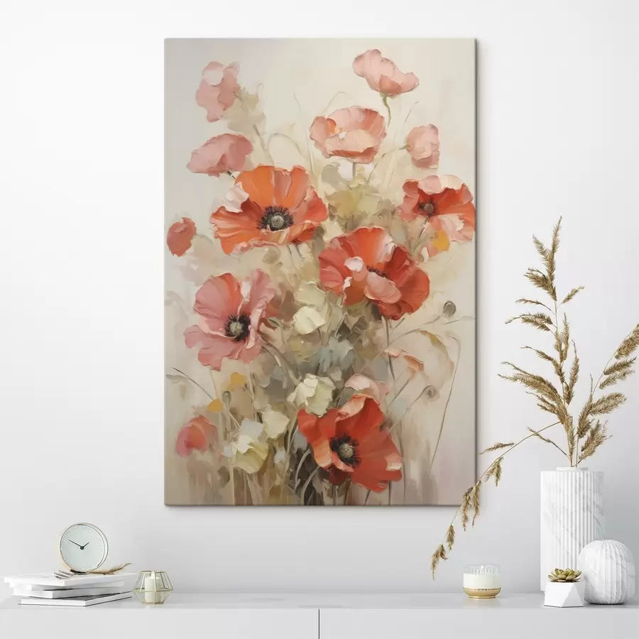 Wandbilder Zarte Mohnblumen – Malerei-Imitation s49065