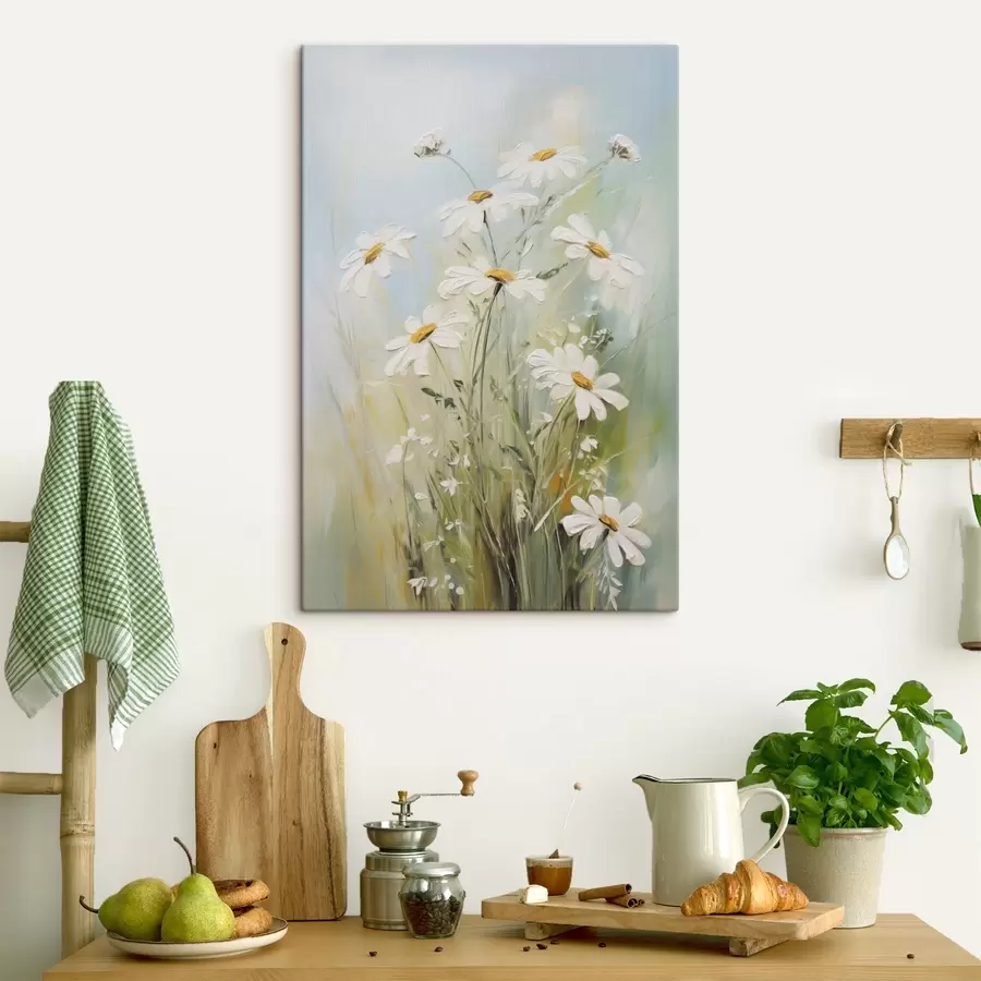 Wandbilder Zarte Gänseblümchen – eine Nachbildung eines Gemäldes s49067
