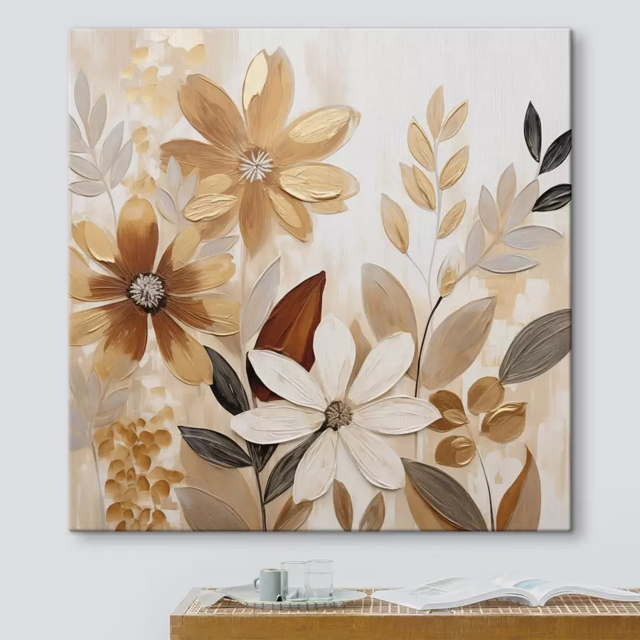 Wandbilder Stilisierte Blumen, gemalt im Stil eines Gemäldes s49071