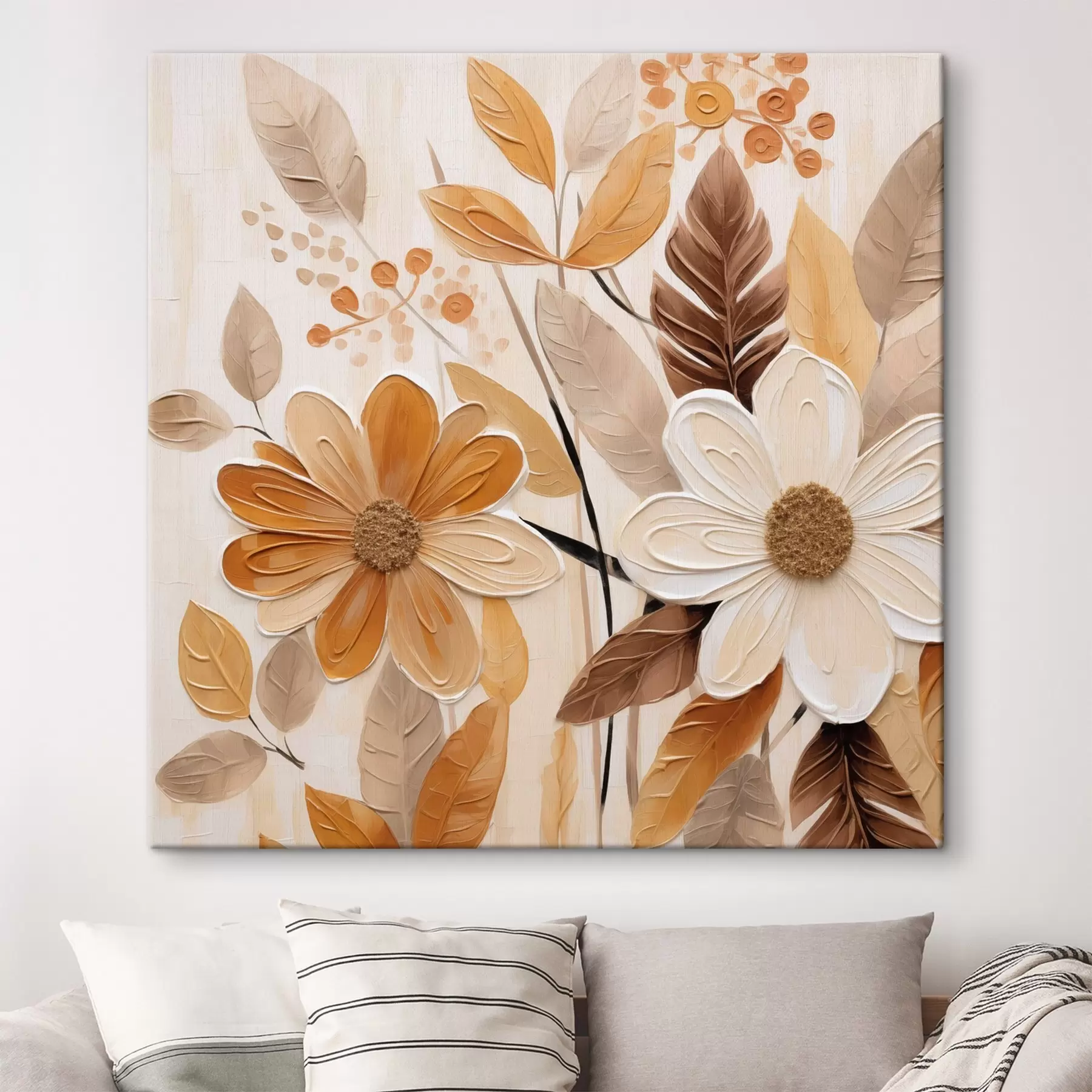 Wandbilder Stilisierte Blumen, gemalt im Stil eines Gemäldes s49072