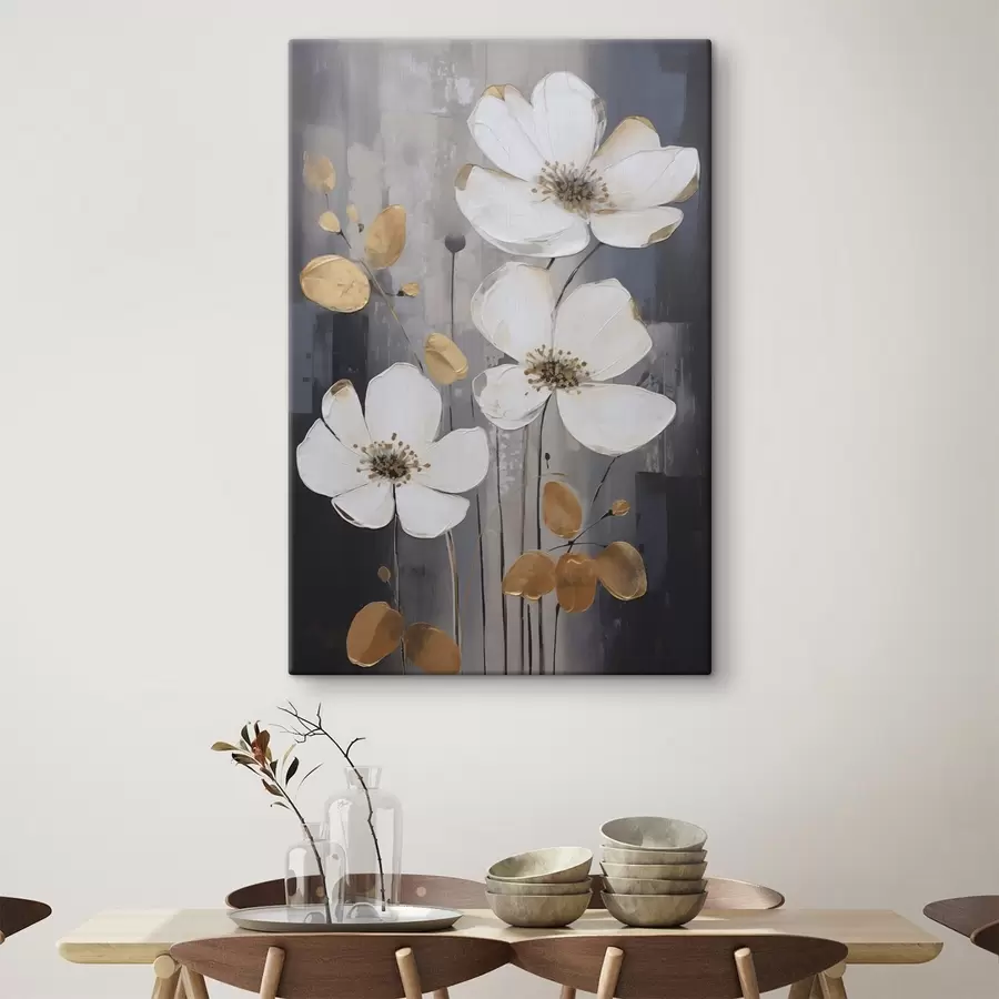 Wandbilder Abstraktion mit Blumen – Nachahmung eines Gemäldes s49077
