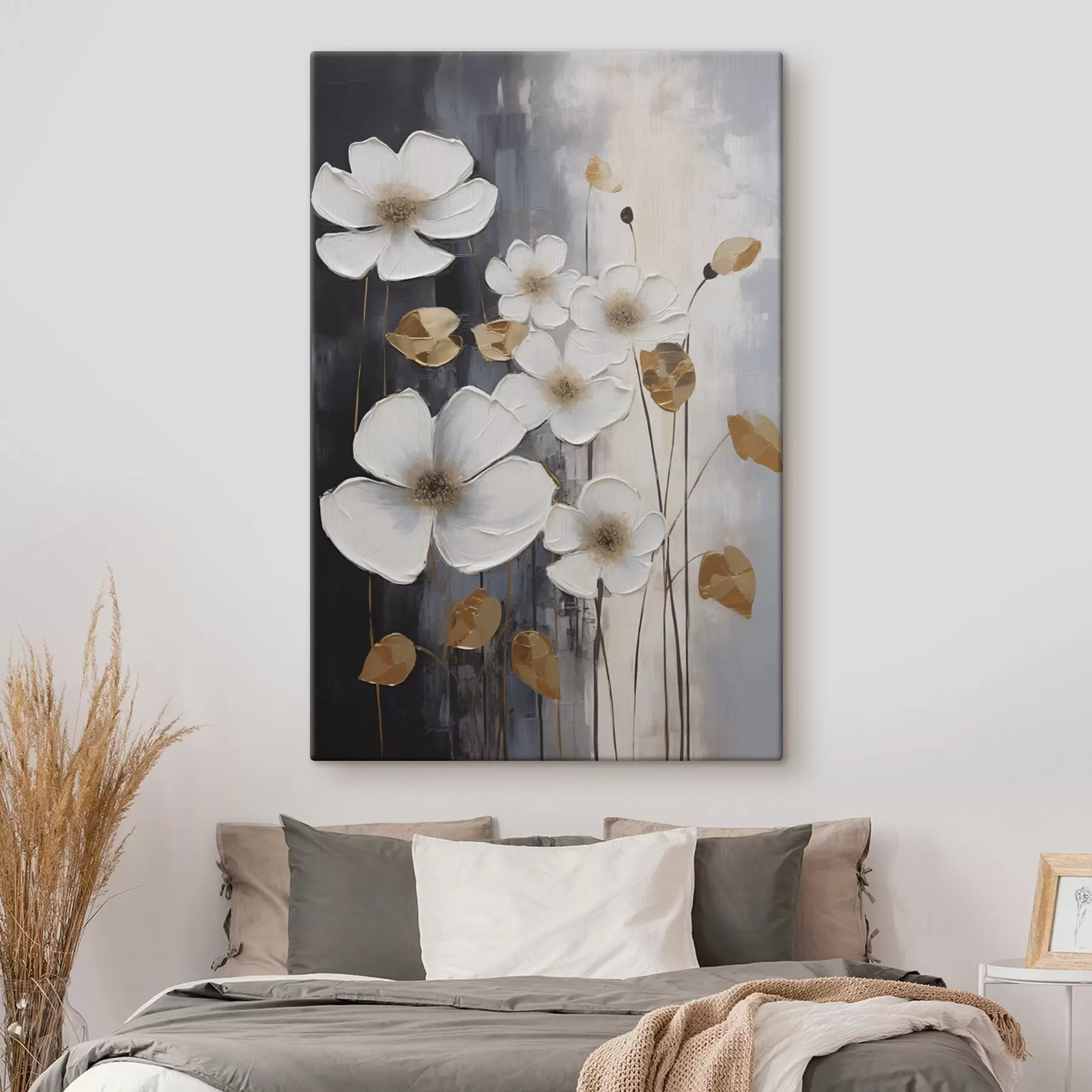 Wandbilder Abstraktion mit Blumen – Nachahmung eines Gemäldes s49078
