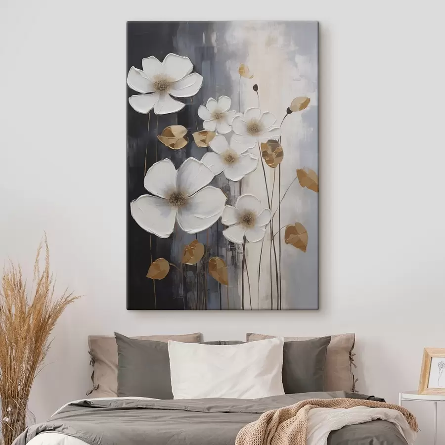 Wandbilder Abstraktion mit Blumen – Nachahmung eines Gemäldes s49078