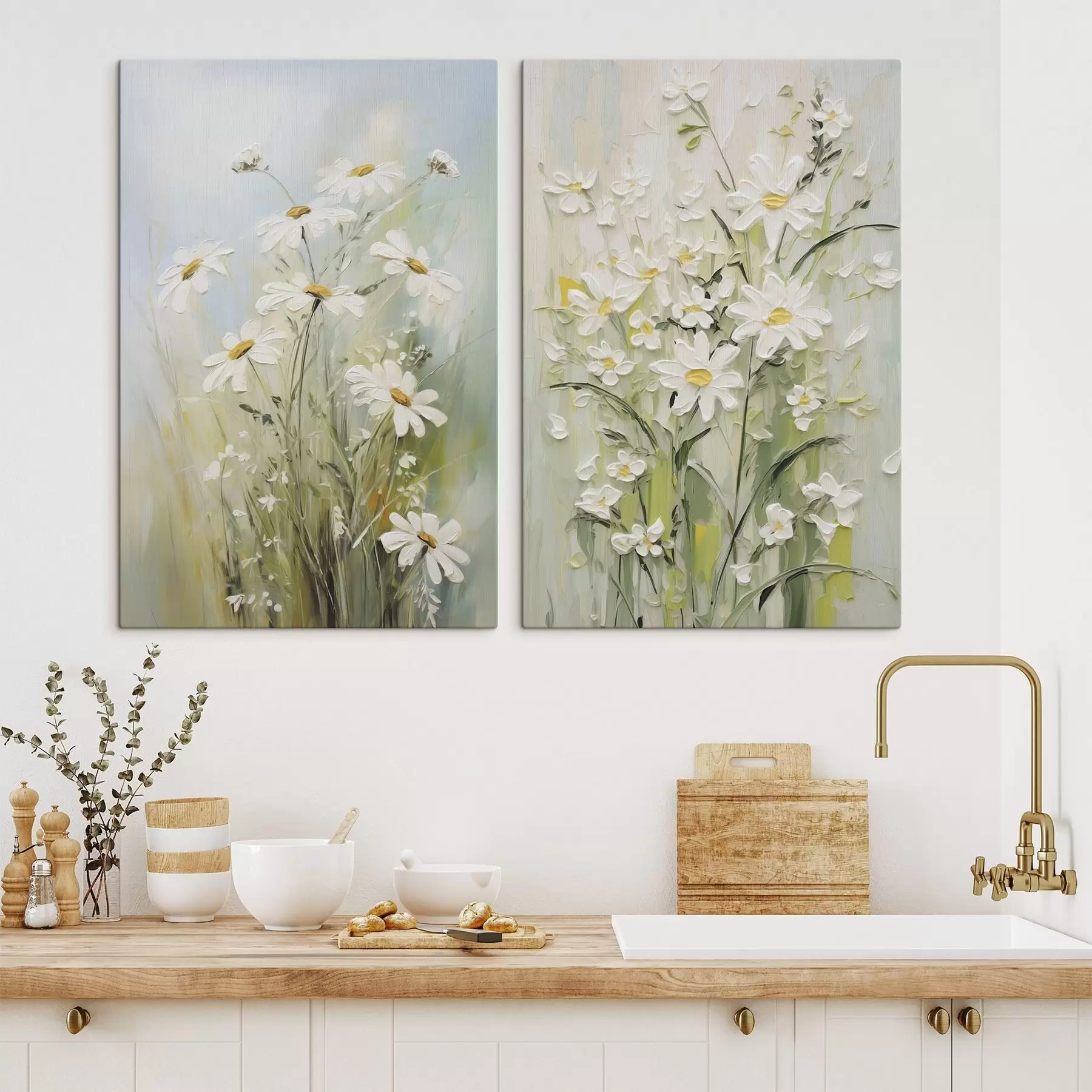 Wandbilder Zarte Gänseblümchen – eine Nachbildung eines Gemäldes m30447