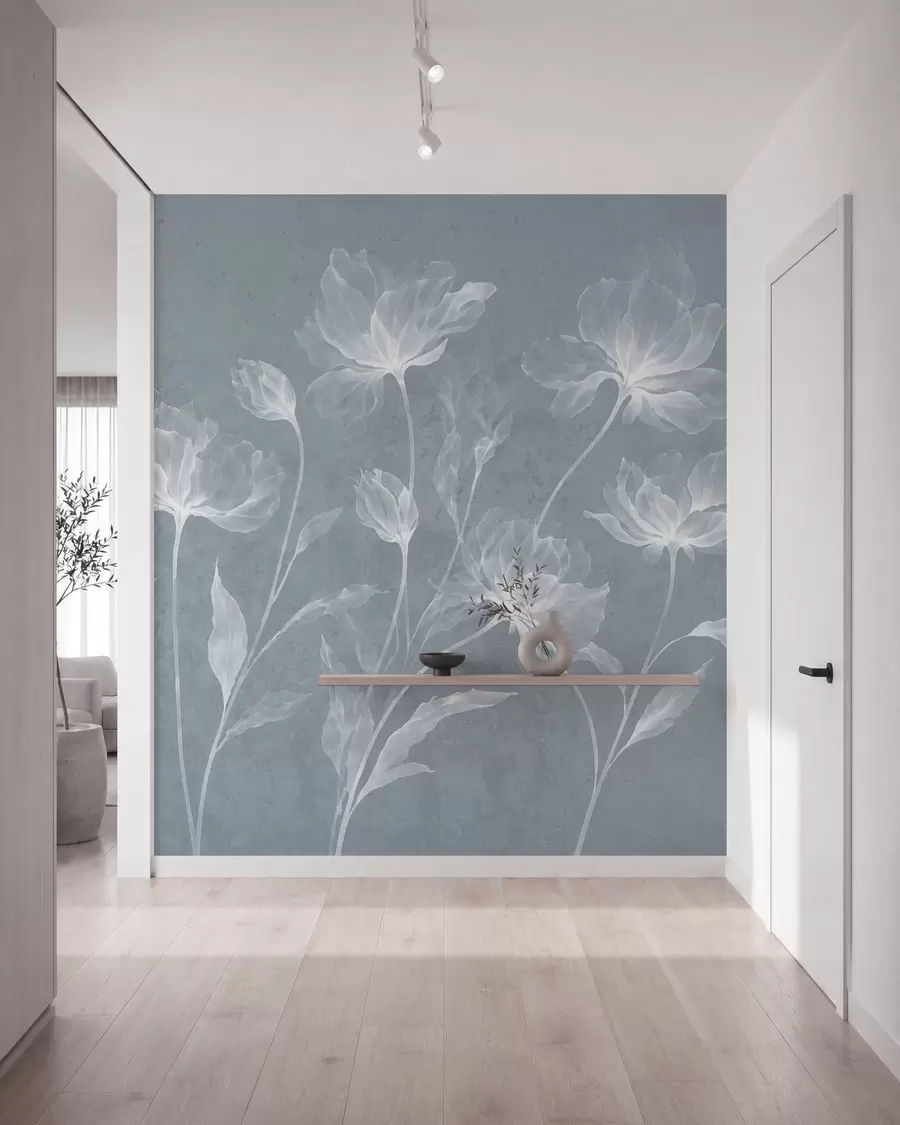 Fototapete Elegante, luftige Blüten mit durchscheinenden, geschichteten Blütenblättern an langen, zarten Stielen w05579v2