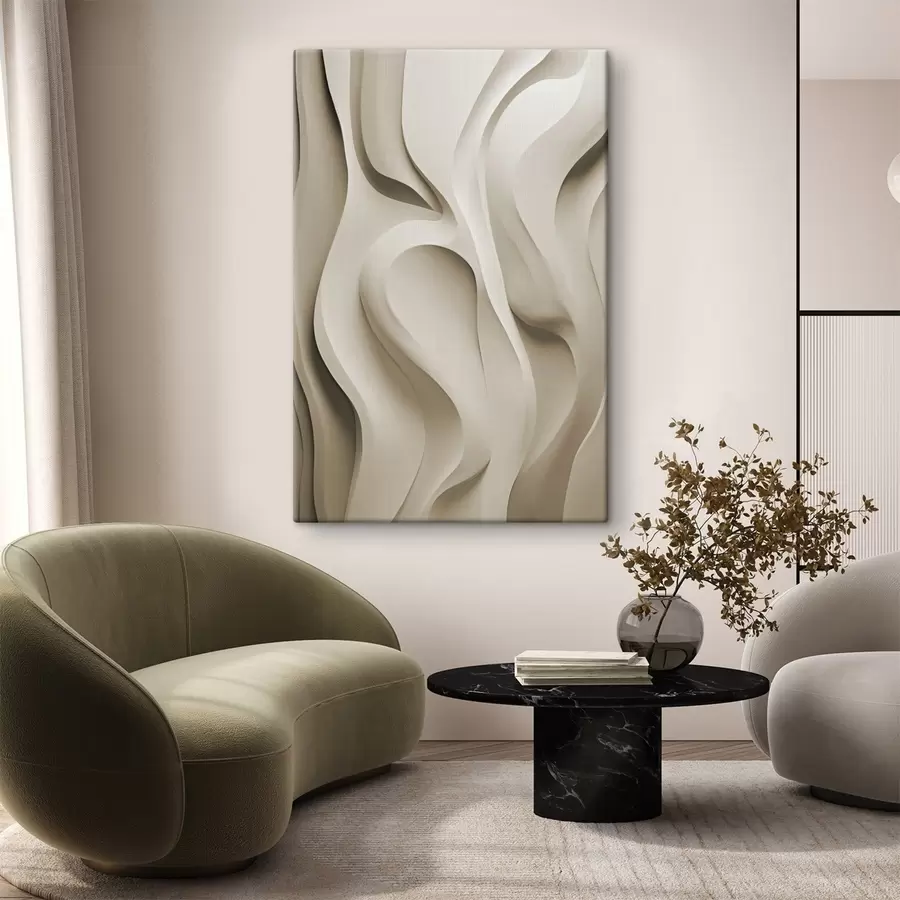 Wandbilder Abstrakte beigefarbene, wellenförmige Formen mit sanften Kurven, moderne minimalistische Kunst s49149