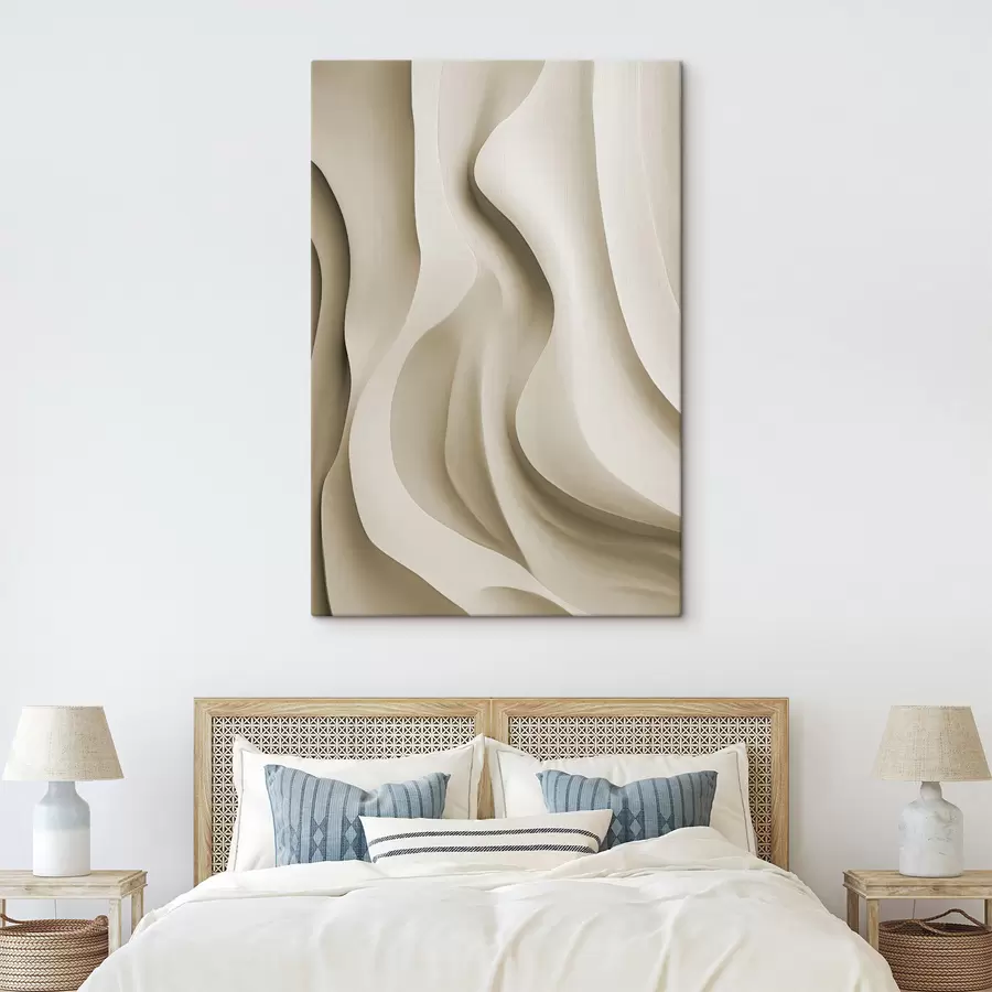 Wandbilder Abstrakte beigefarbene, wellenförmige Formen mit sanften Kurven, moderne minimalistische Kunst s49150