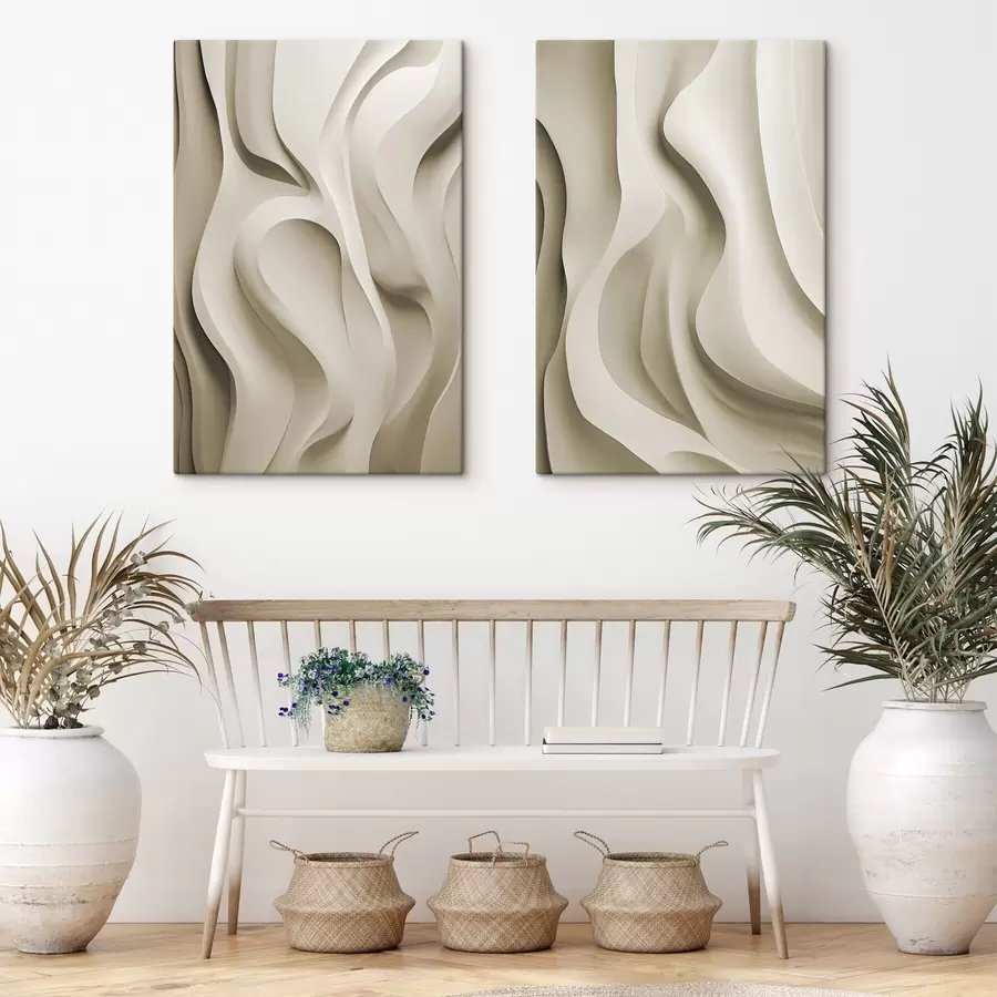 Wandbilder Abstrakte beigefarbene, wellenförmige Formen mit sanften Kurven, moderne minimalistische Kunst m30471