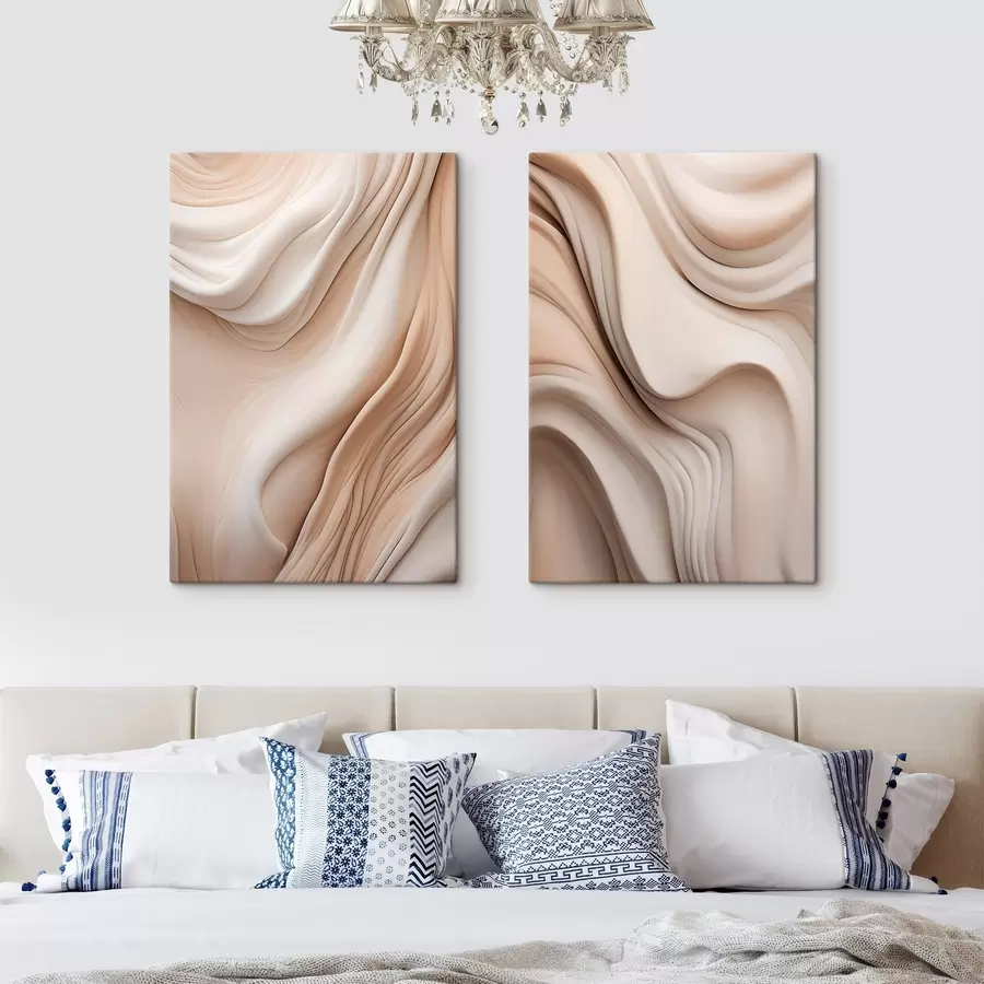 Fototapete Abstrakte, fließende Texturen in Creme- und Beigetönen mit sanften Schatten m30484