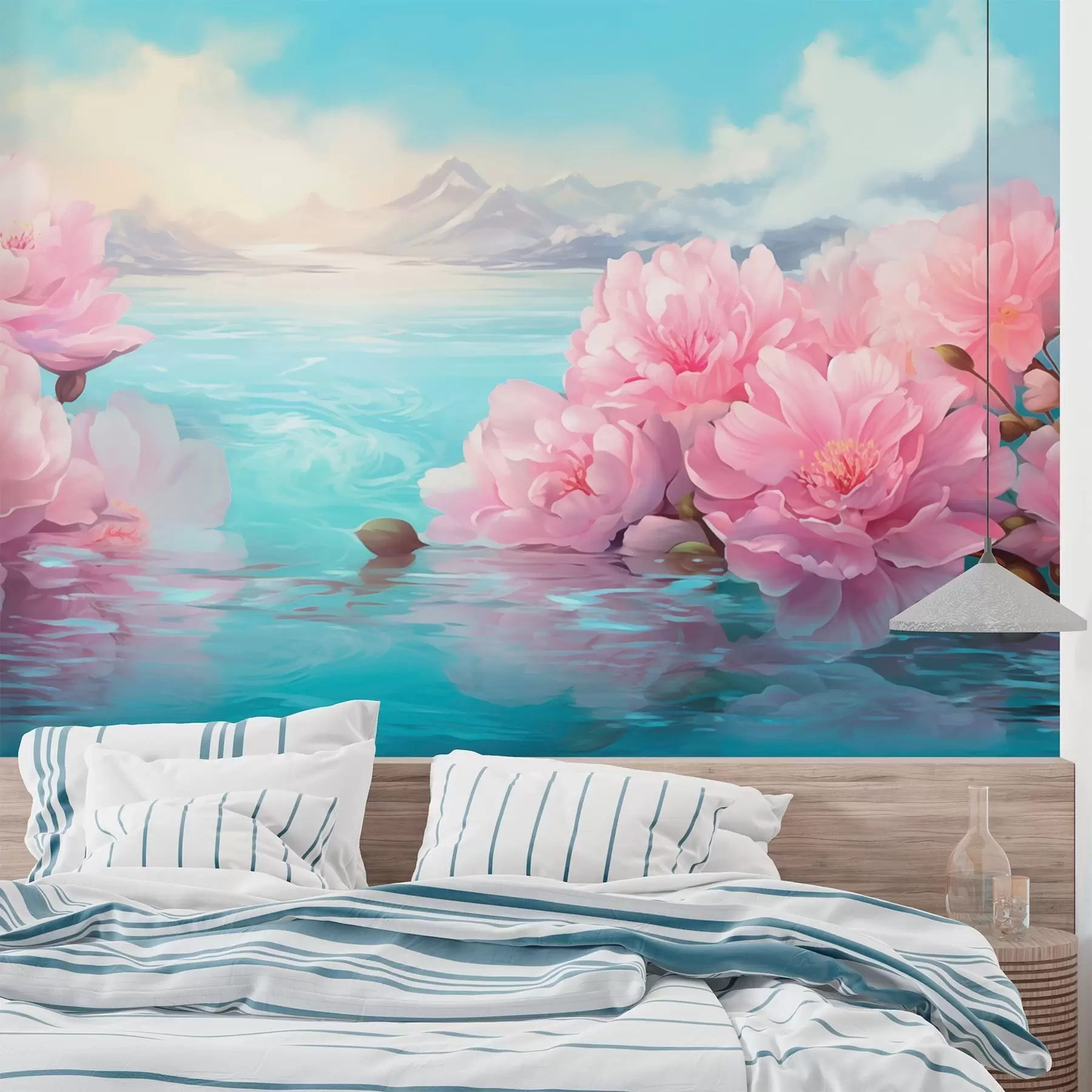 Fototapete Ein See mit Blumen w05621