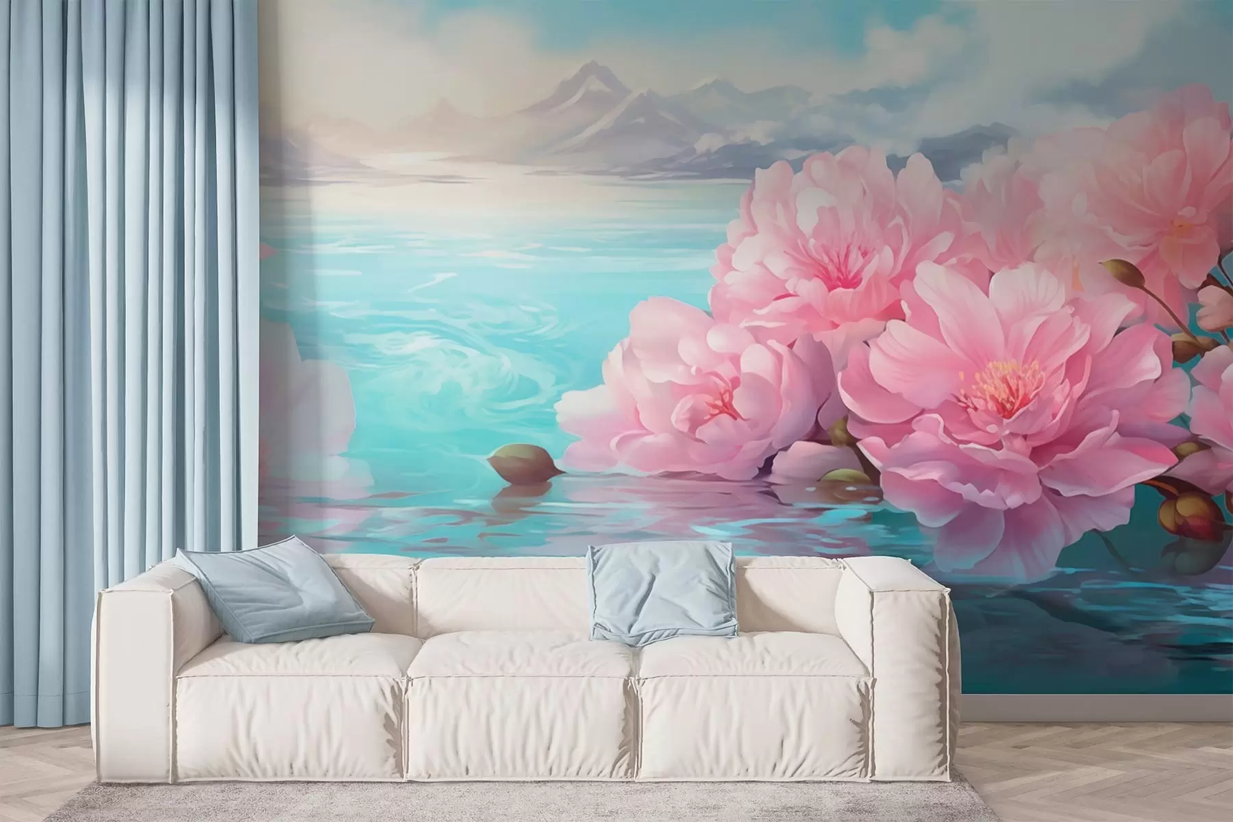 Fototapete Ein See mit Blumen w05621