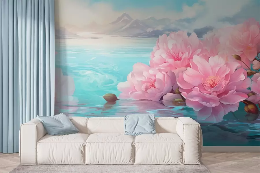 Fototapete Ein See mit Blumen w05621