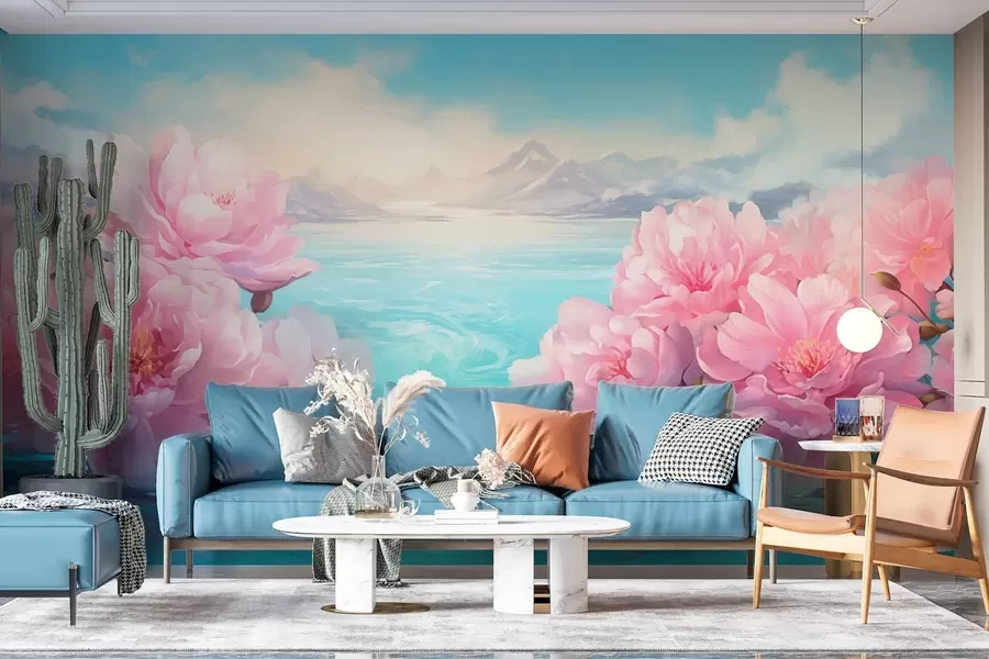 Fototapete Ein See mit Blumen w05621