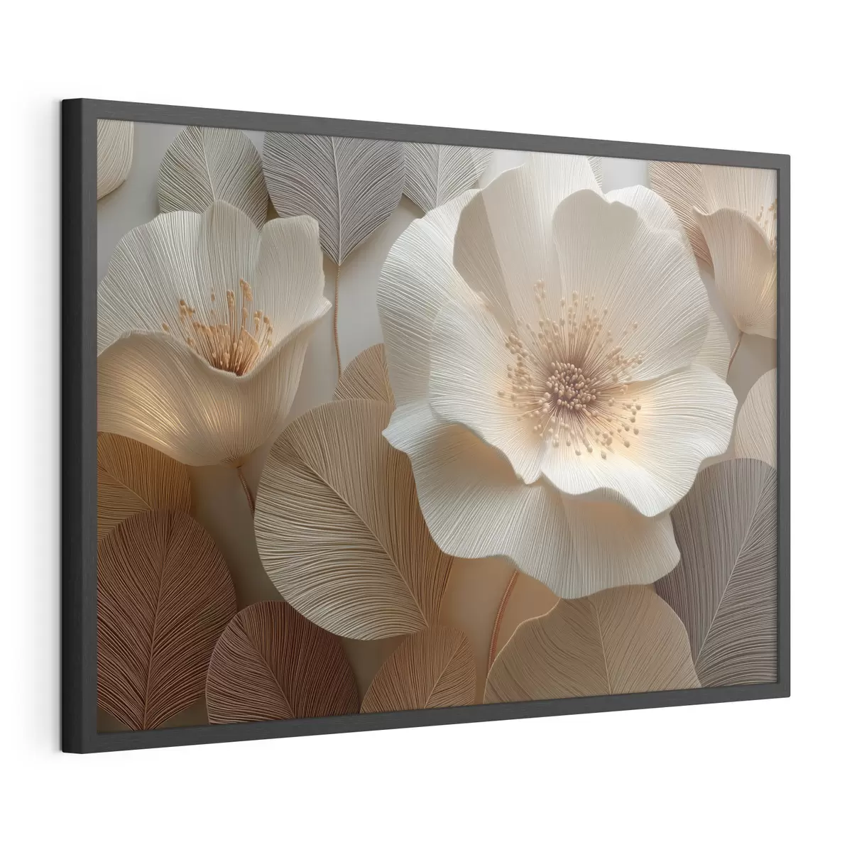 Poster Blumen und Blätter in warmen Farbtönen, übereinandergeschichtet f49218