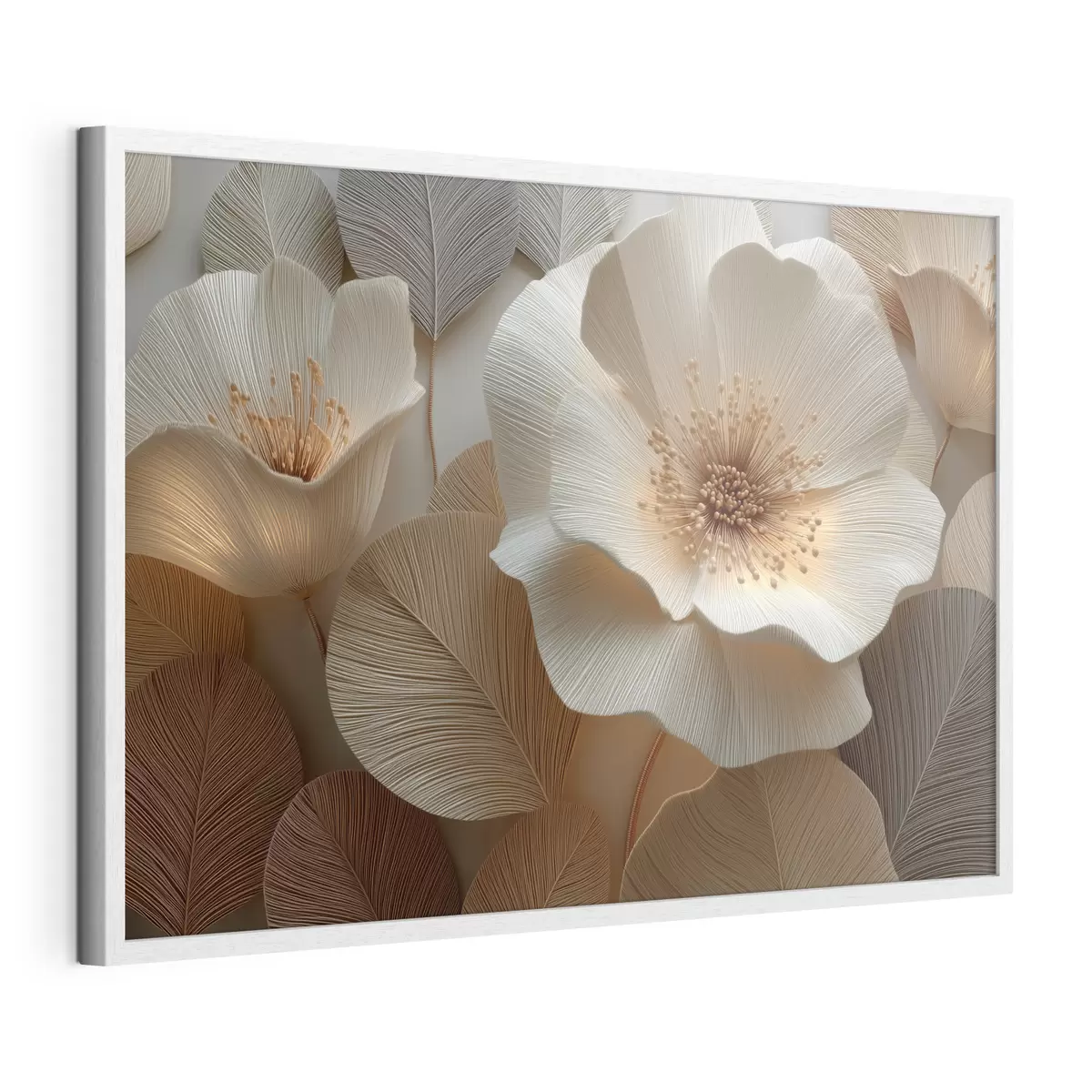 Poster Blumen und Blätter in warmen Farbtönen, übereinandergeschichtet f49218