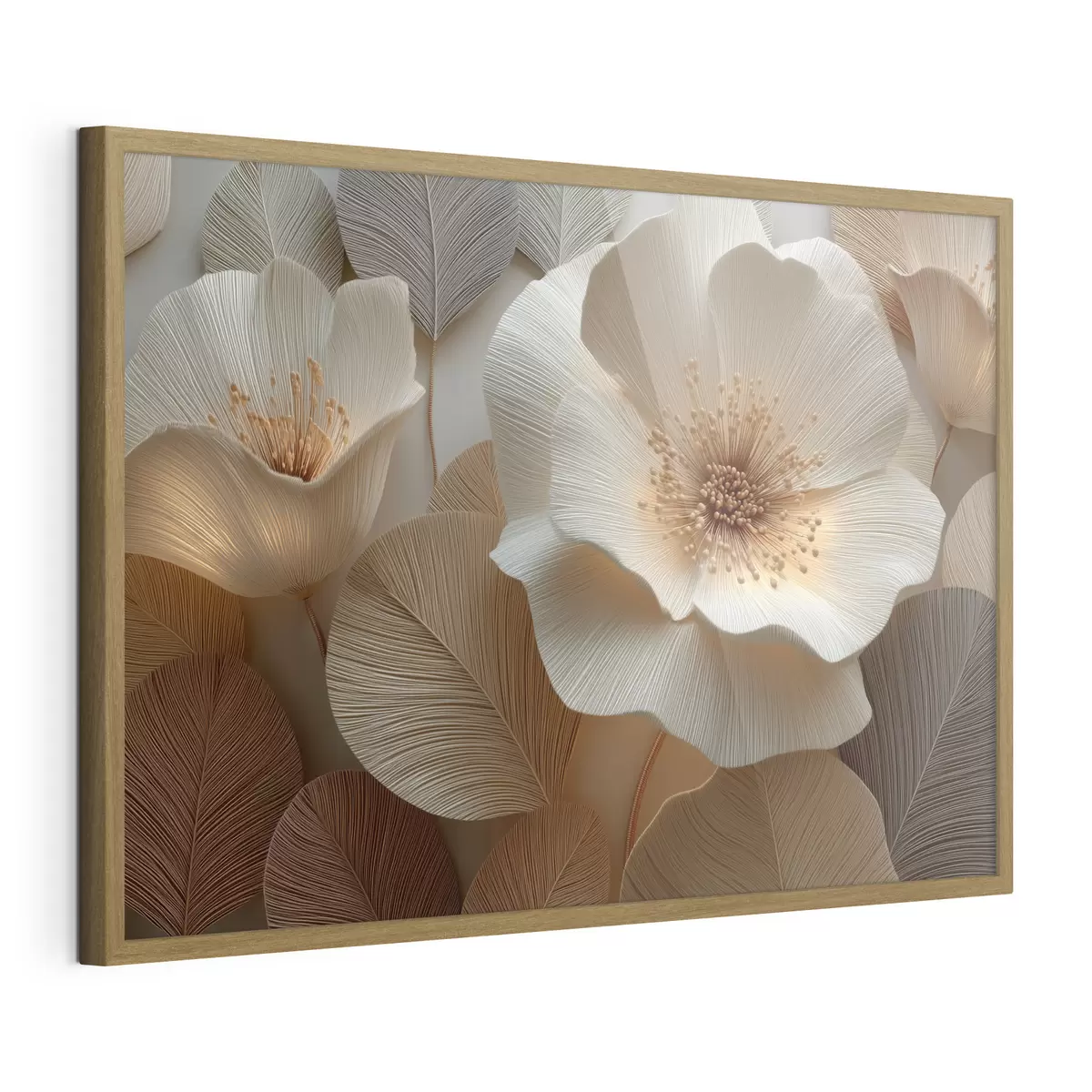 Poster Blumen und Blätter in warmen Farbtönen, übereinandergeschichtet f49218