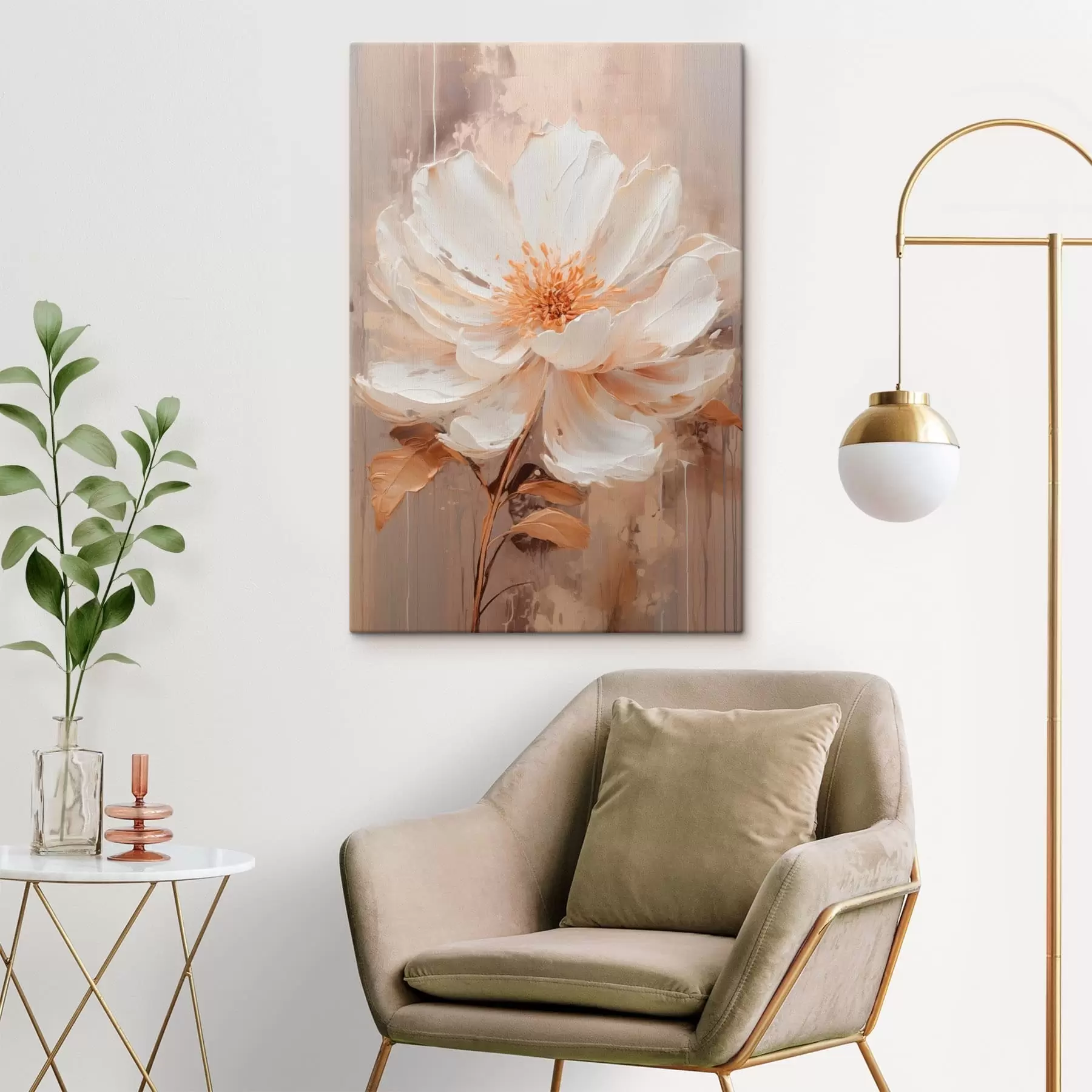 Wandbilder Helle Blume vor einem sanften, abstrakten Hintergrund s49181