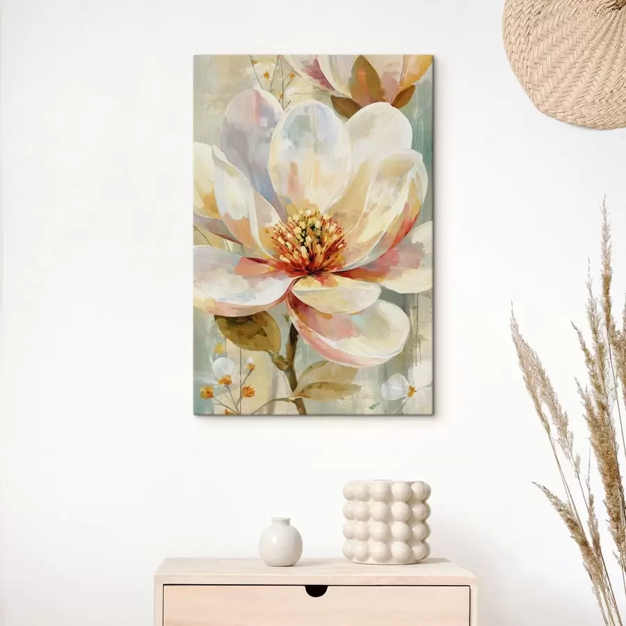 Wandbilder Zarte Blume mit pastellfarbenen Pinselstrichen s49182