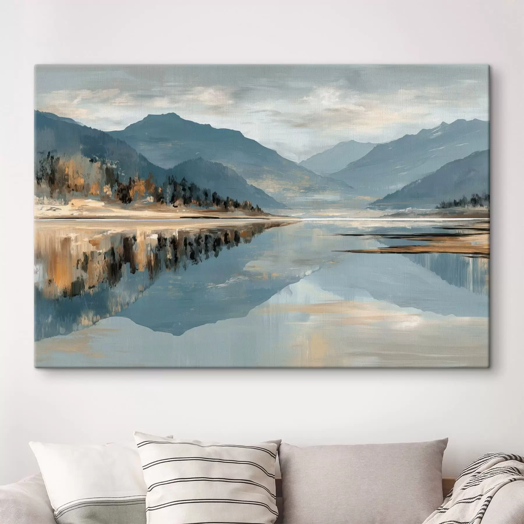 Wandbilder Bergsee in sanften Blautönen s49187