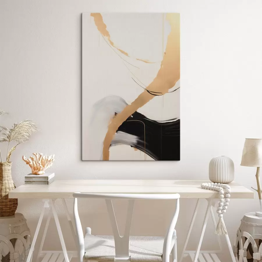 Wandbilder Abstrakte Pinselstriche in Beige- und Schwarztönen s49189