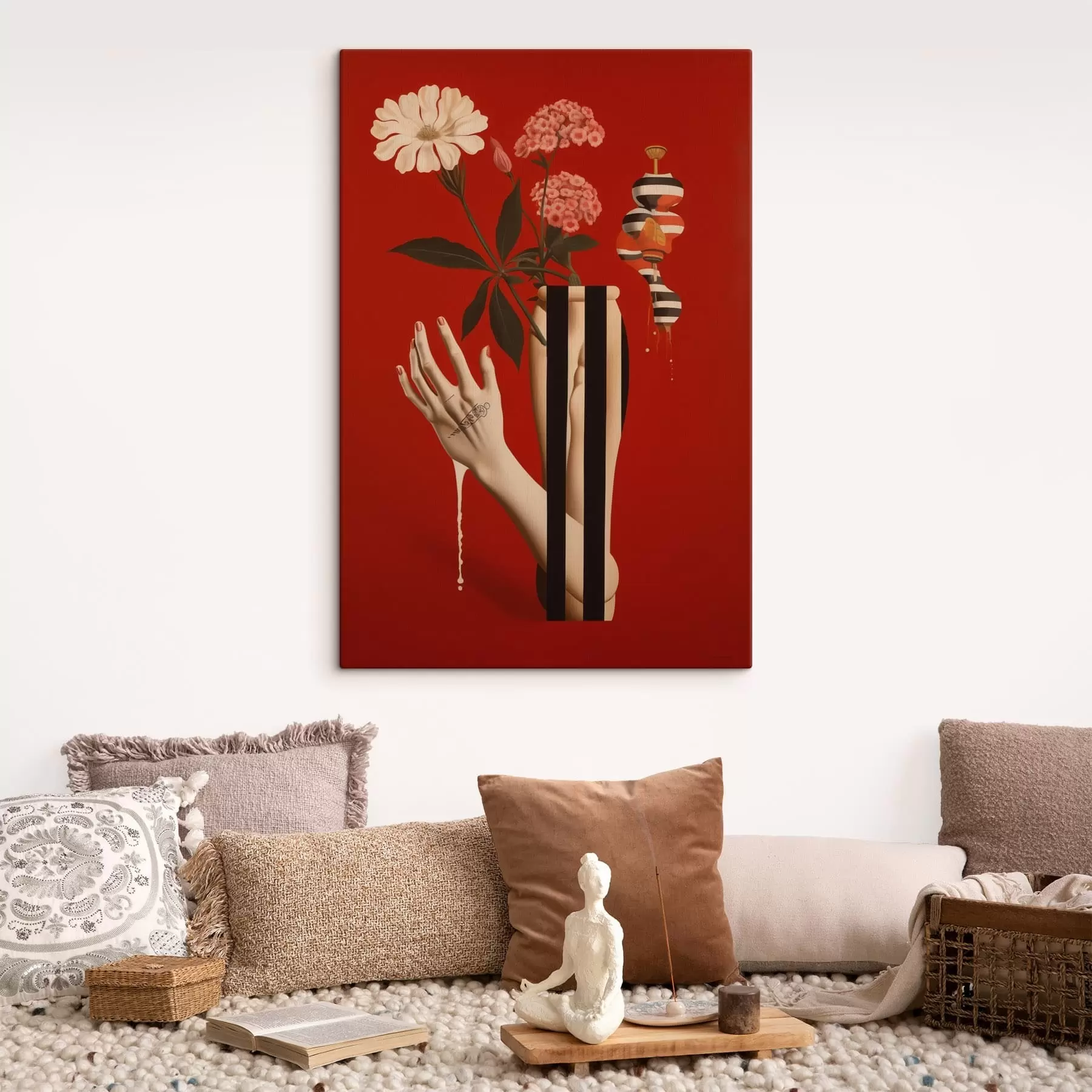 Wandbilder Abstrakte Komposition mit Vase und Blumen s49192