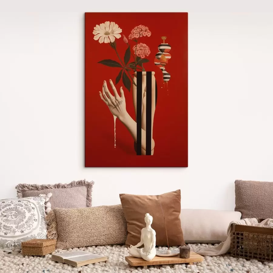 Wandbilder Abstrakte Komposition mit Vase und Blumen s49192