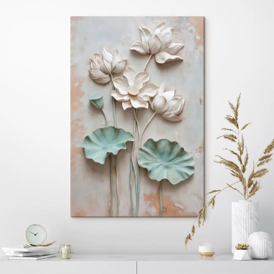 Wandbilder Blasse Lotusblumen in sanften Pastelltönen s49205