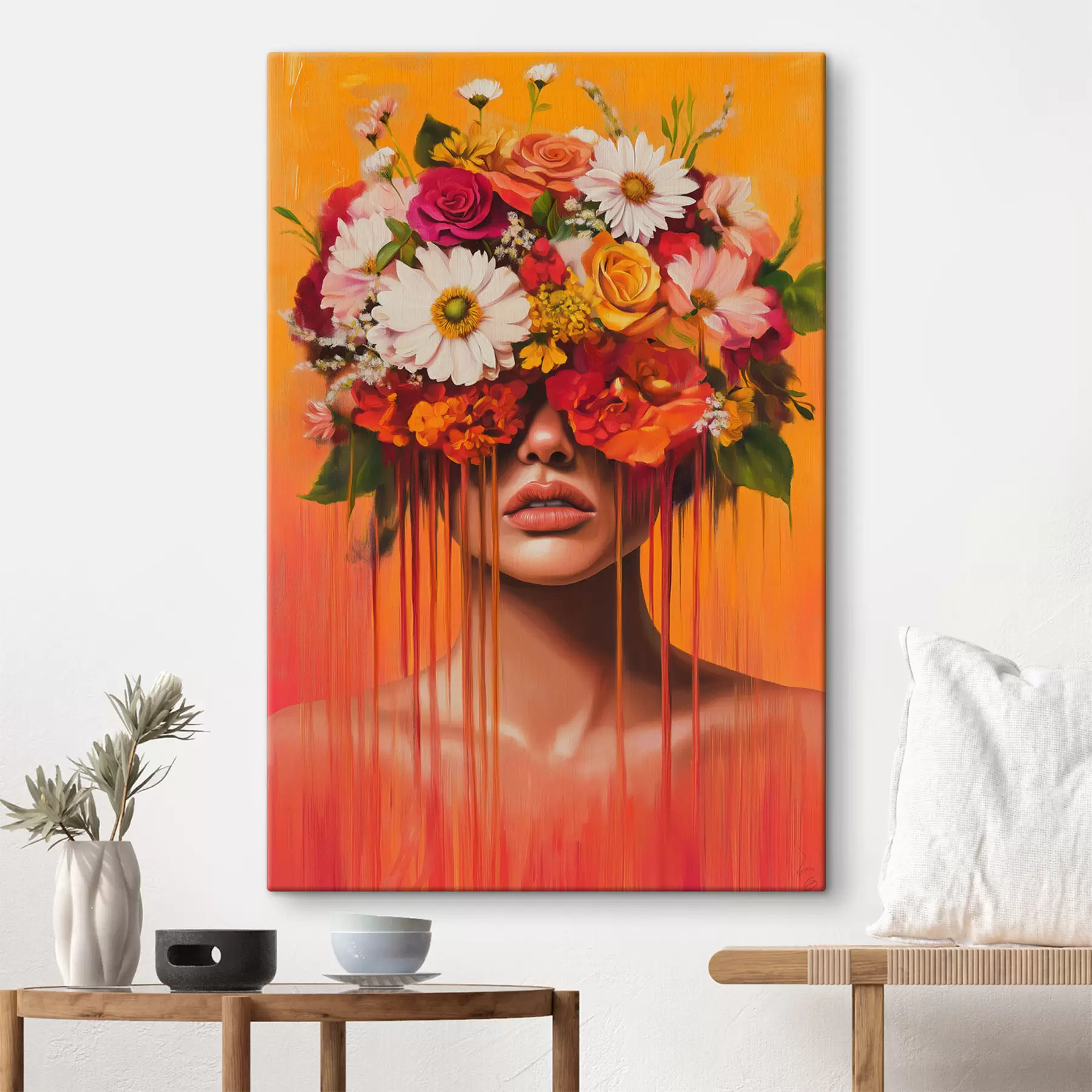 Wandbilder Mädchen mit Blumen s49259