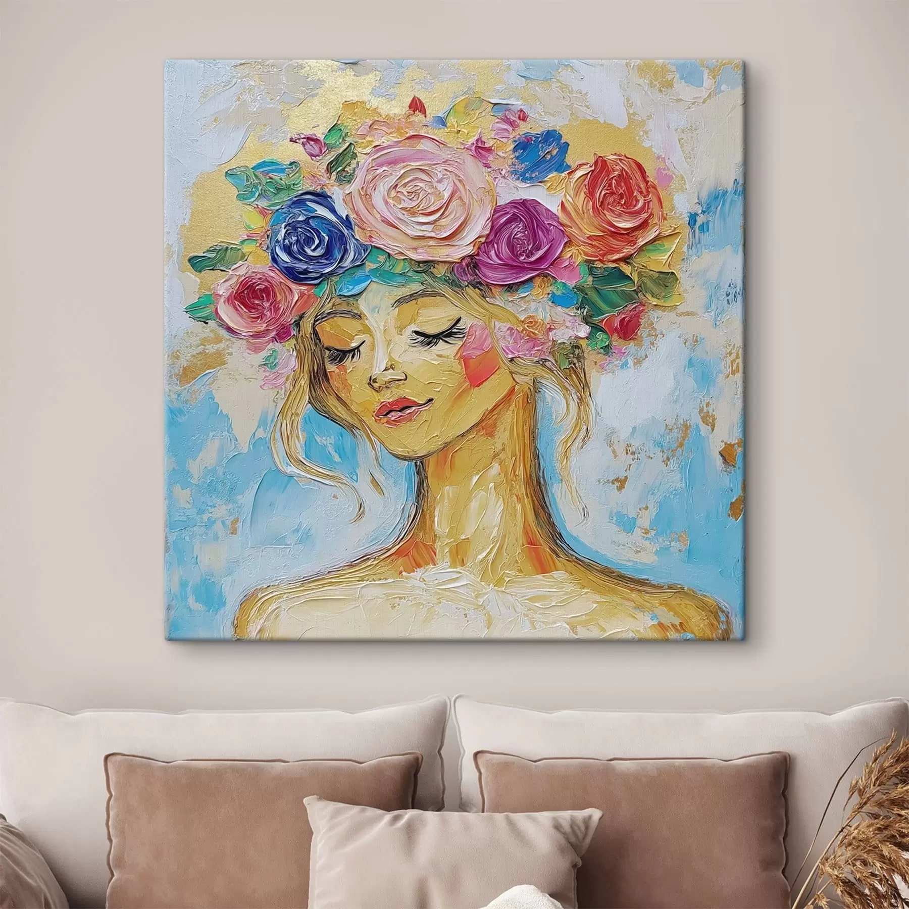 Wandbilder Mädchen mit Blumen s49287
