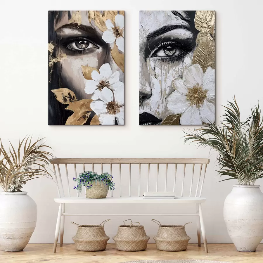 Fototapete Abstrakte Gesichter mit Blumen m30495