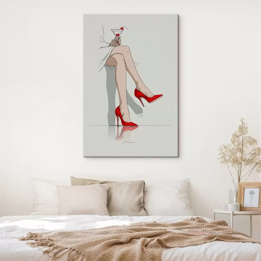 Wandbilder Rote High Heels & Martini s49325