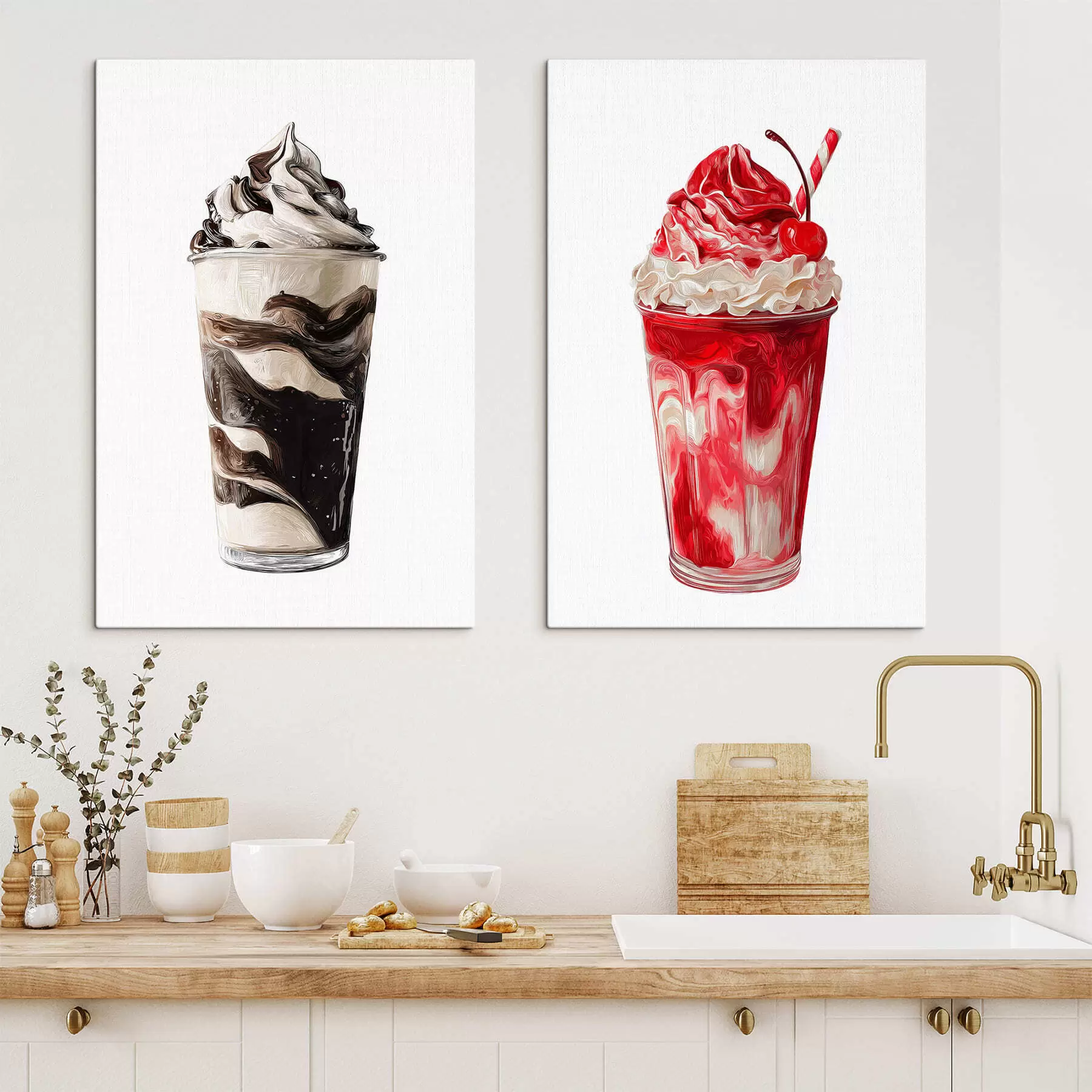 Wandbilder Dessert-Milchshake-Set m30504