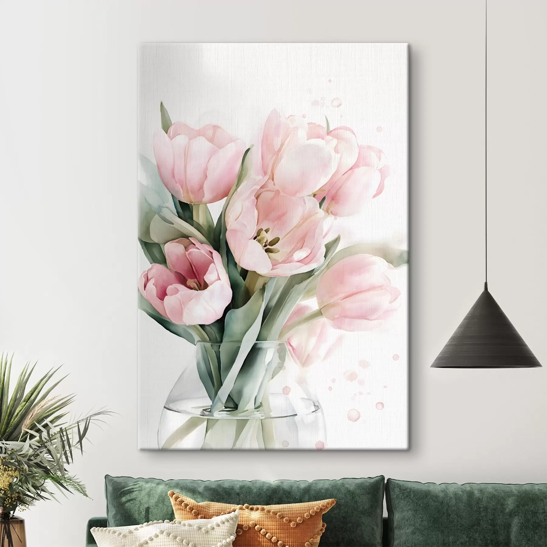 Wandbilder Zarte rosa Tulpen im Aquarellstil s49225