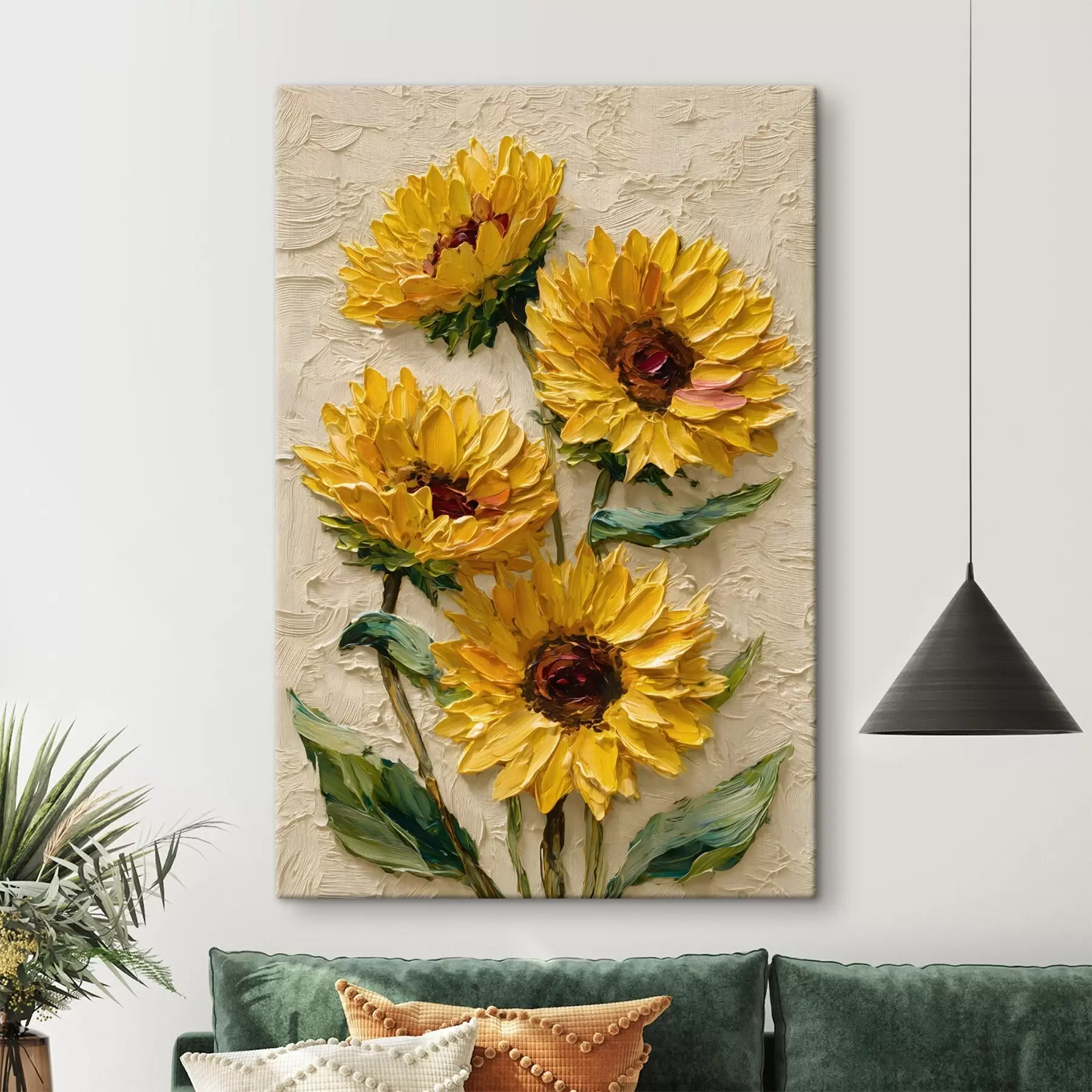 Wandbilder Üppige Sonnenblumen im Impasto-Stil s49232
