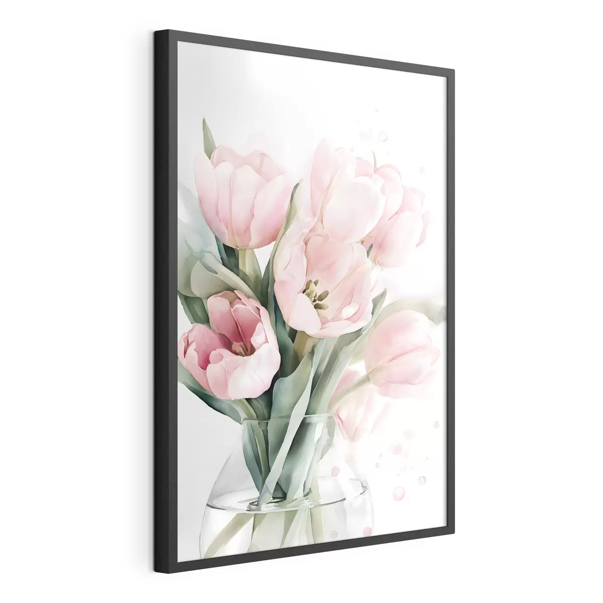 Poster Zarte rosa Tulpen im Aquarellstil f49225